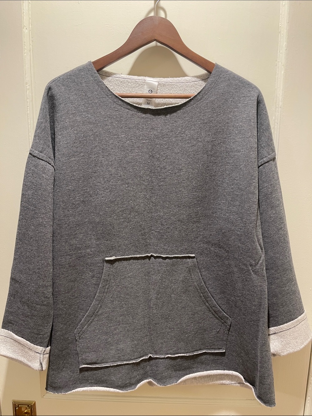 Mono B Gray Crewneck Sweatshirt with Front Pocket